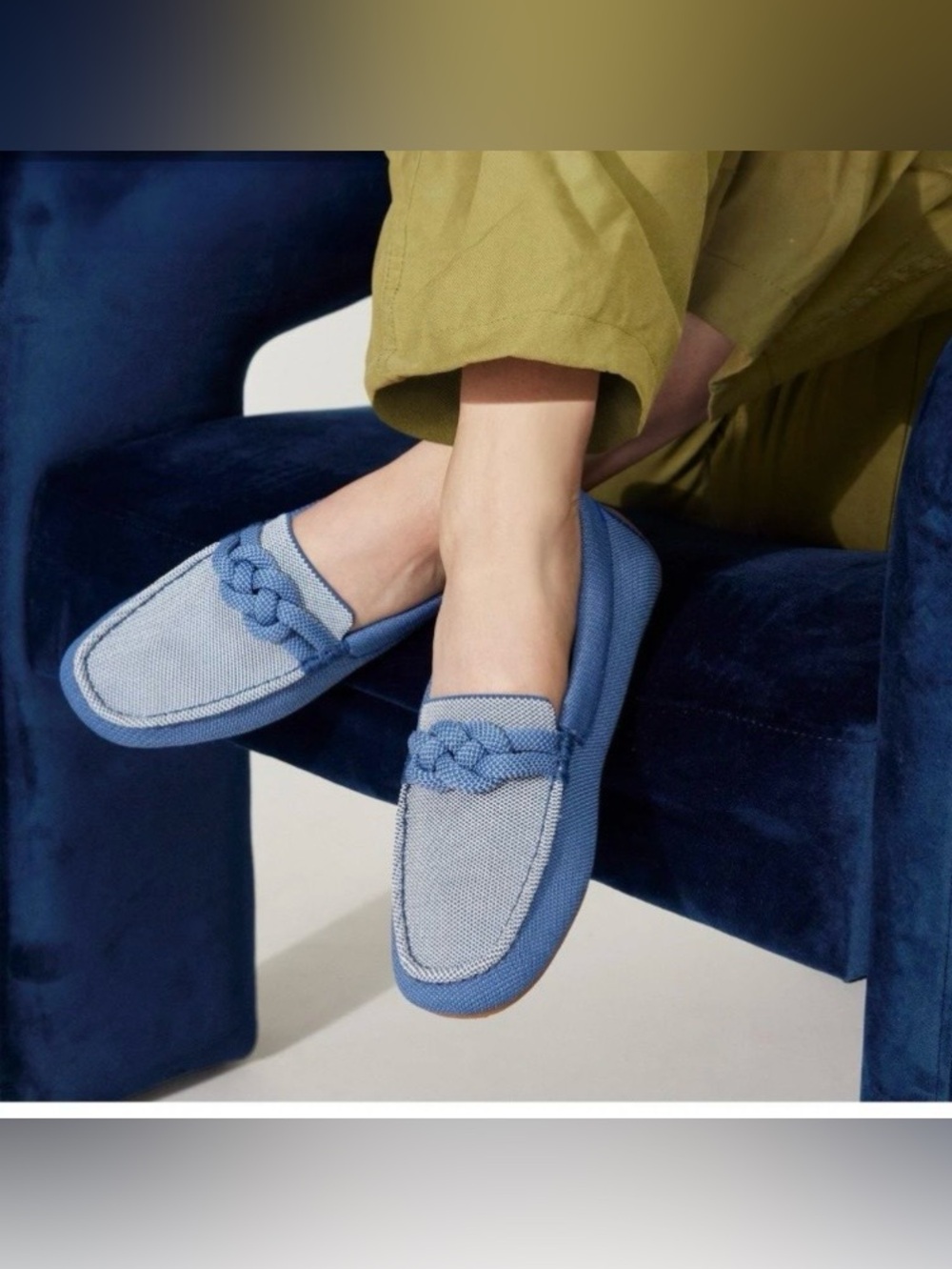 Rothy’s The Braid Driver Women’s Blue Knot Detail Loafers Sustainable Knit Flats - Picture 2 of 16